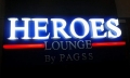 heroes lounge signage