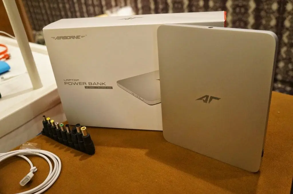 Airborne laptop power bank with chargers for indoor acrylic signage in Makati by M&G Global Ads.