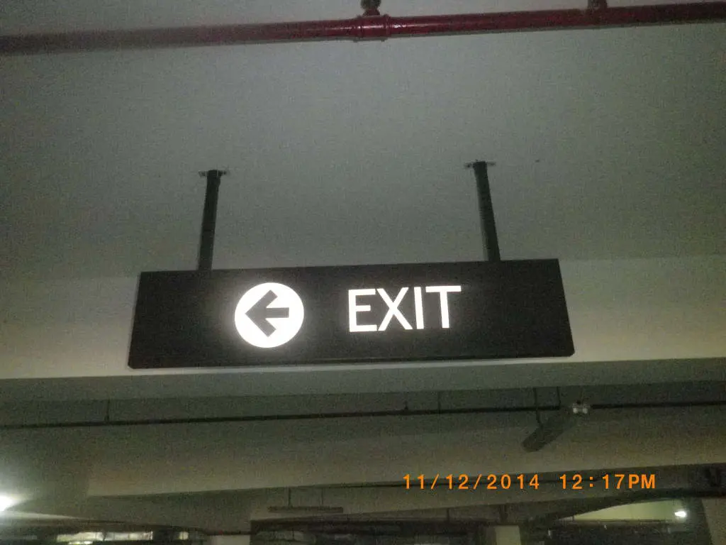 Outdoor directional signage in Makati reads KEEP RIGHT with right arrow, timestamped 11/12/2014 12:23PM by M&G Global Ads.