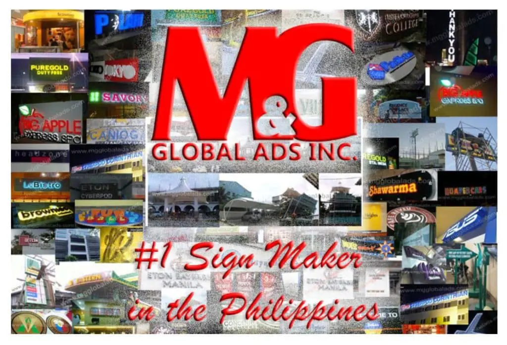 Acrylic signage for M&G Global Ads Inc., vibrant business signs in Makati, #1 Sign Maker in the Philippines by M&G Global Ads.