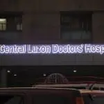 Illuminated building signage Central Luzon Doctors’ Hospital, exterior dusk, Makati outdoor sign by M&G Global Ads.