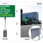 Directional metallic hotel signage for Car Park, Casino at Mandaluyong, with rear view inset, by M&G Global Ads.