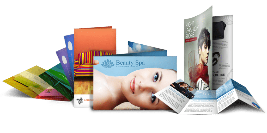 Acrylic and building signage brochures for spa and fashion clients, displayed in Makati, by M&G Global Ads.