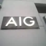 AIG acrylic lighted signage on a building exterior in Makati by M&G Global Ads.
