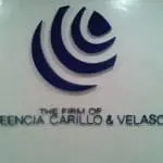 LED signage for The Firm of Creencia Carillo & Velasco, sleek blue logo on white wall in Ortigas by M&G Global Ads.