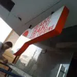 Red and white LED signage for YEAH! YEAH! YEAH! JAPANESE CUISINE in Makati installation by M&G Global Ads.