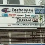 LED signage for Technopaq, Thakral Group, IBM, Lenovo & more in Makati by M&G Global Ads; building facade with power lines.