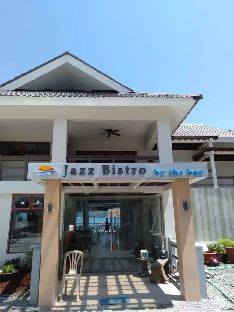 LED outdoor signage for Jazz Bistro by the bay, two-story white building in Makati, by M&G Global Ads.