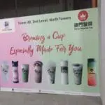 Acrylic signage for Macao Imperial Tea, eight tea drinks, slogan seen in Quezon City. Made by M&G Global Ads.