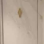 Acrylic gold womens restroom door signage on a marble-patterned door in Mandaluyong, by M&G Global Ads.