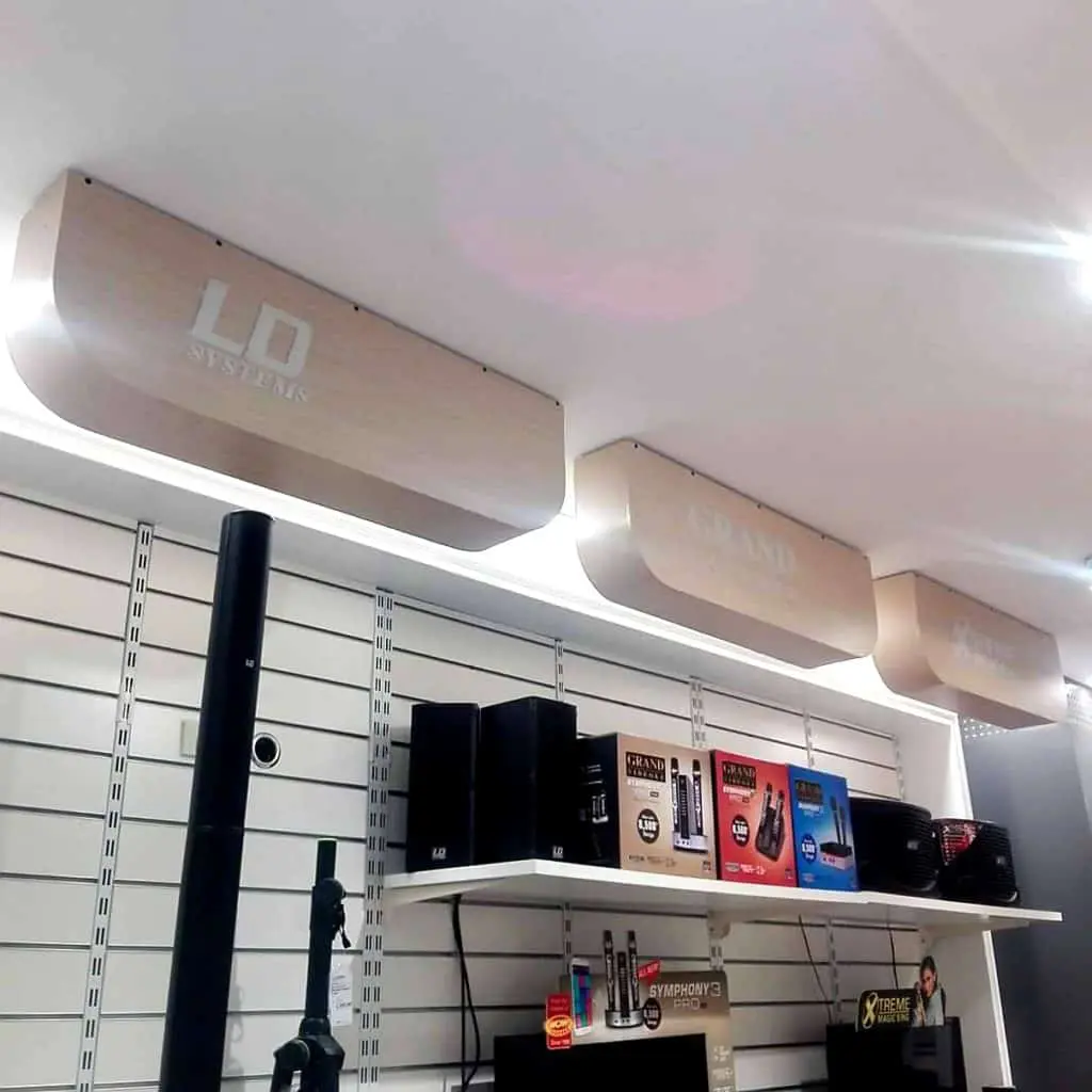 LD Systems lighted acrylic signage for store display with speakers in Makati, by M&G Global Ads.