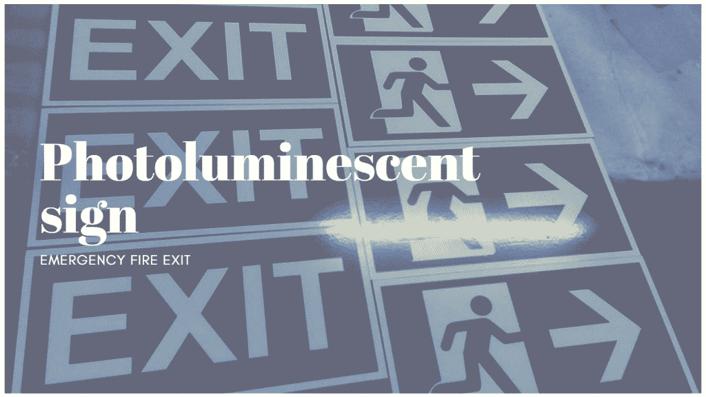 Photoluminescent acrylic fire exit signage with EXIT and running icons for offices in Makati by M&G Global Ads.