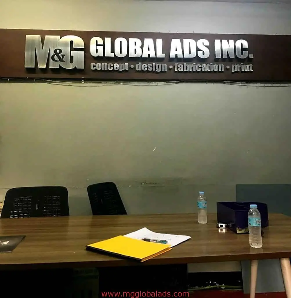 LED office signage for modern workplaces in Makati, wall sign and meeting room setup by M&G Global Ads.