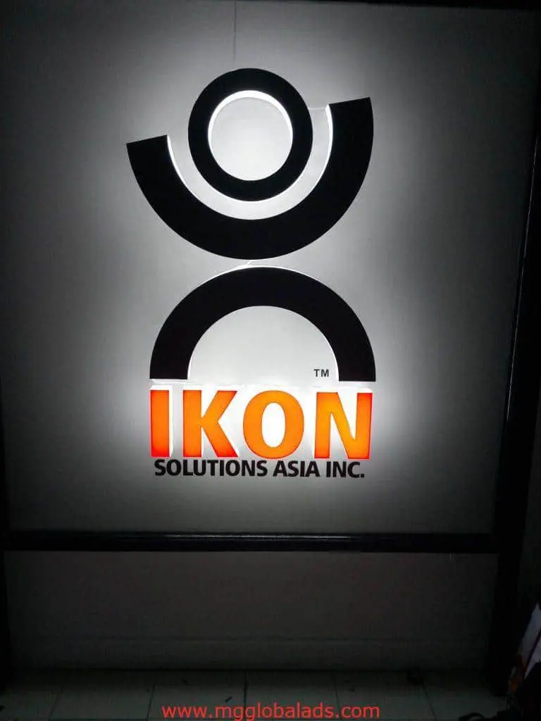 LED indoor wall signage for IKON Solutions Asia Inc. in BGC, circular and arc design, by M&G Global Ads.