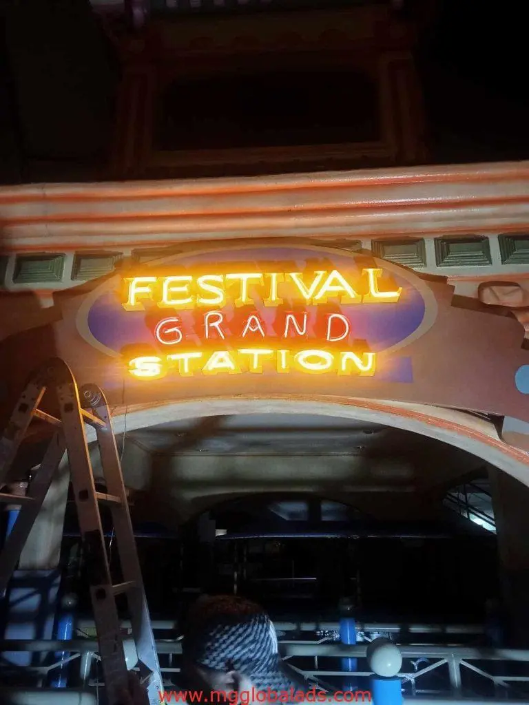 LED neon signage installation at Festival Mall by M&G Global Ads