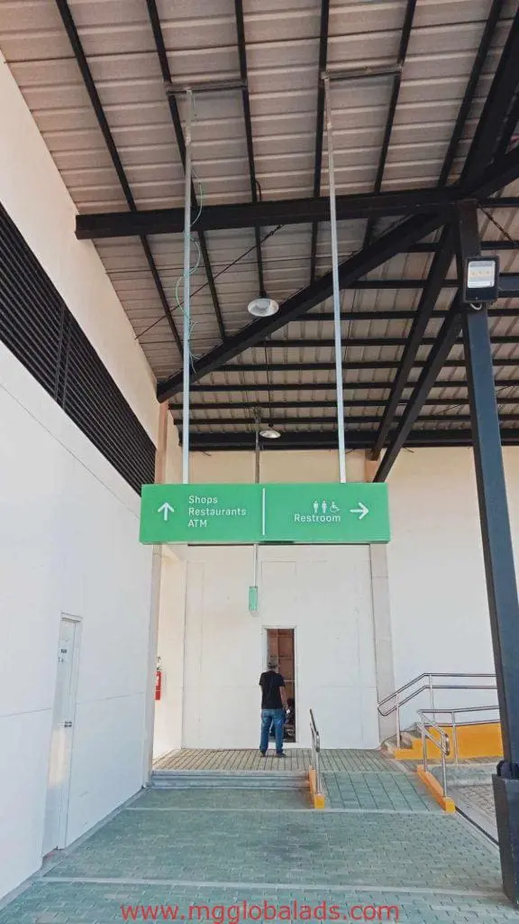 LED directional signage in a modern Makati building guides to shops, restaurants, ATM, and restrooms by M&G Global Ads.