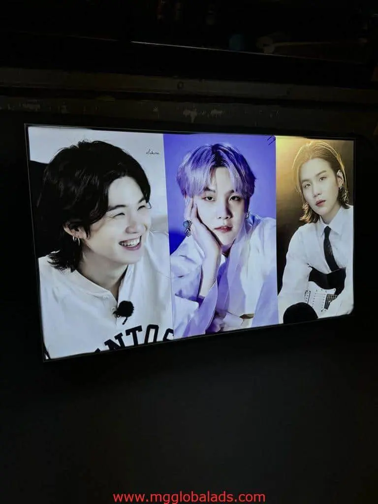 Acrylic lightbox signage with three stylish male portraits in Mandaluyong, perfect for storefronts. By M&G Global Ads.