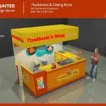 3D LED signage for Teokbokki & Odeng take-out counter in Quezon City, with cooking equipment and display area by M&G Global Ads.