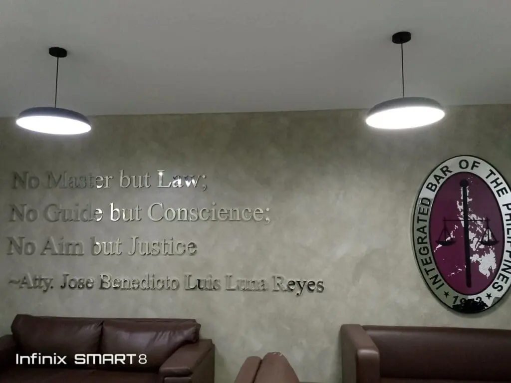 Integrated Bar of the Philippines stainless steel indoor signage, Metro Manila, sign maker Philippines by M&G Global Ads.