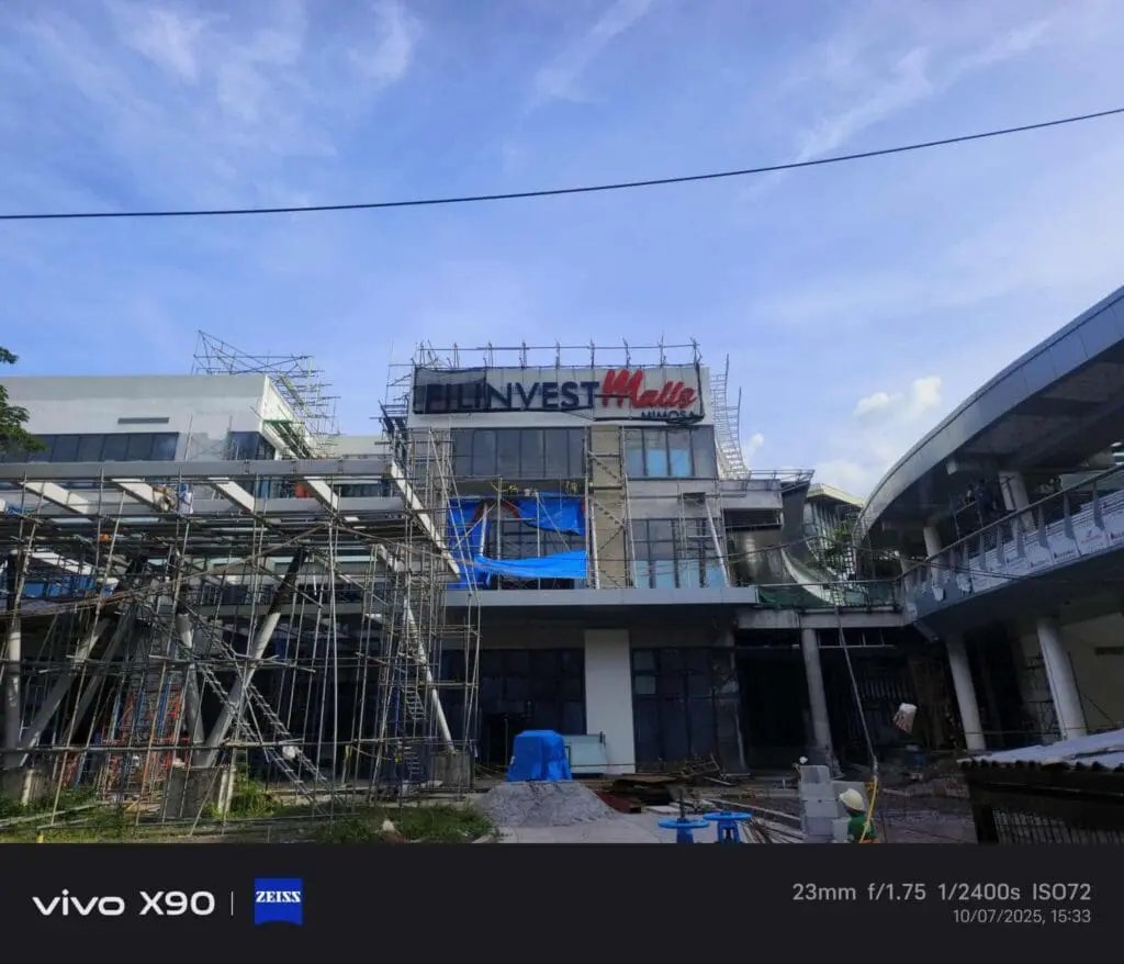 Building sign for Bill Invest Mall under construction in Metro Manila, outdoor signage by sign maker Philippines, by M&G Global Ads.