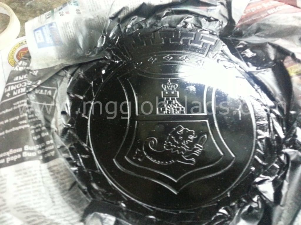 Premium acrylic signage car emblem with lion and crown design, protected for painting in Makati by M&G Global Ads.