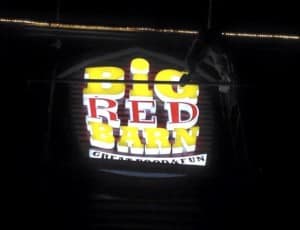 big red barn |restaurant signage | building sign