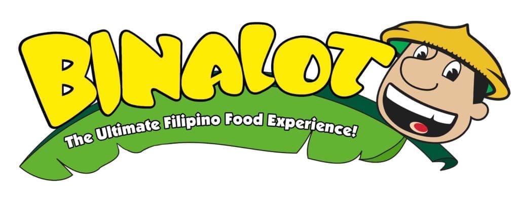 Building signage for Binalot in Makati: bold yellow and white logo, cartoon man, banana leaf. By M&G Global Ads.
