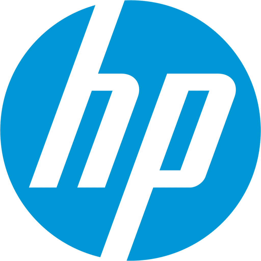 HP outdoor metallic signage with bold white hp logo in blue circle for Hewlett-Packard, Ortigas. By M&G Global Ads.
