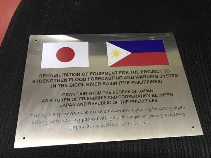 Metallic signage for Japanese grant aid, flags of Japan and Philippines, in Makati, promoting friendship by M&G Global Ads.