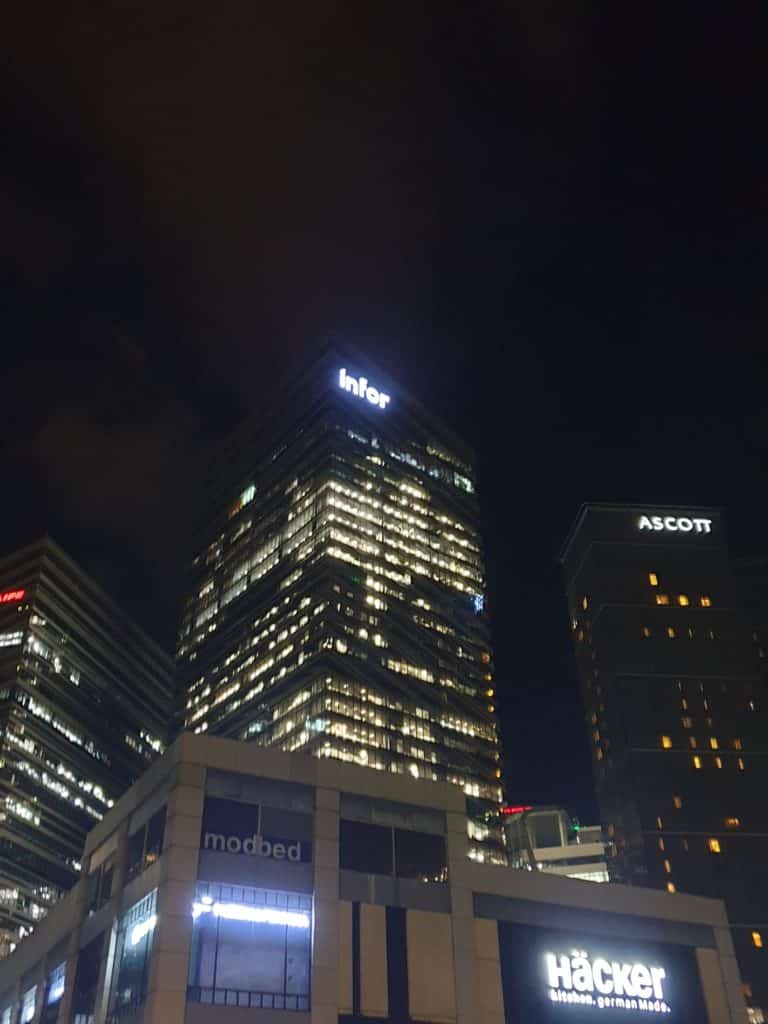 Acrylic building signage for Infcr and ASCOTT, plus outdoor signs Häcker, mobod in Makati skyline by M&G Global Ads.