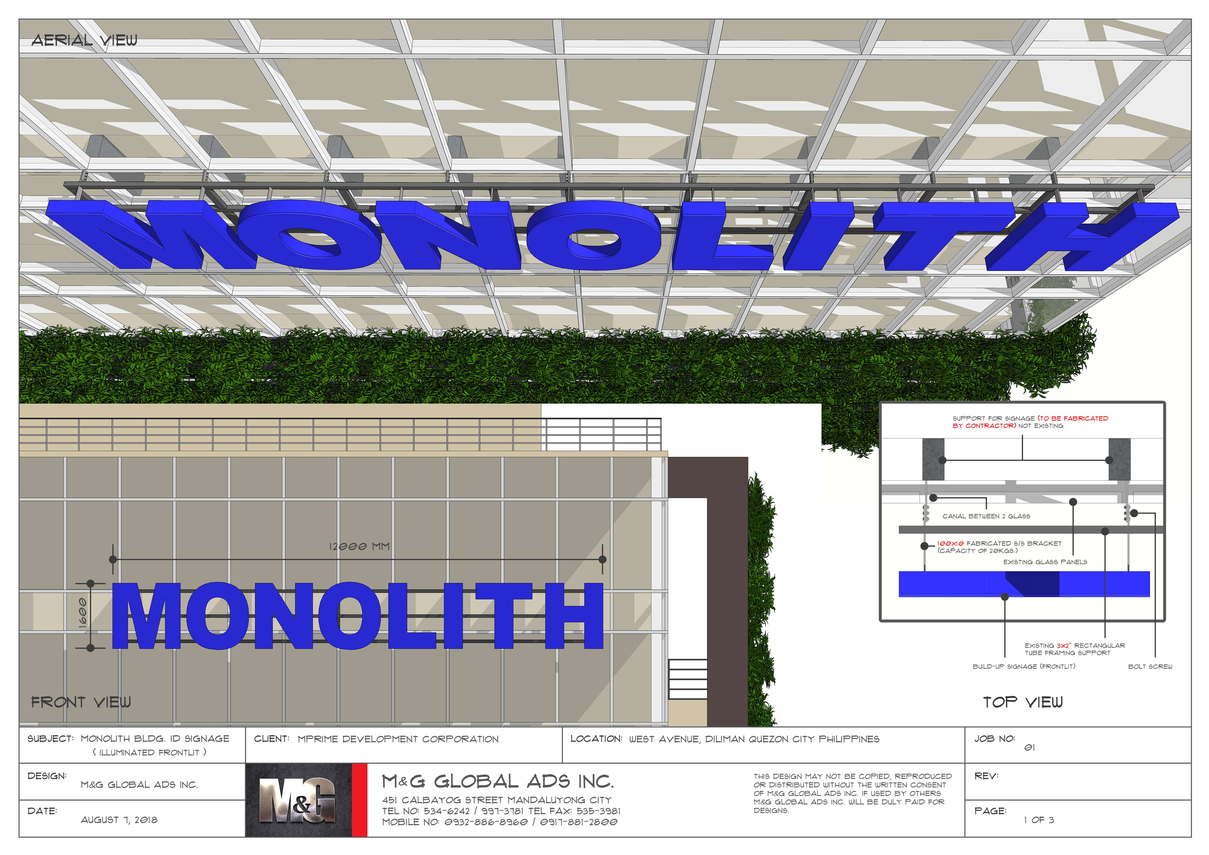 Outdoor Signs by M&G Global ADS for Monolith Construction and Development