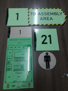 photoluminescent sign | evacuation map| room signs