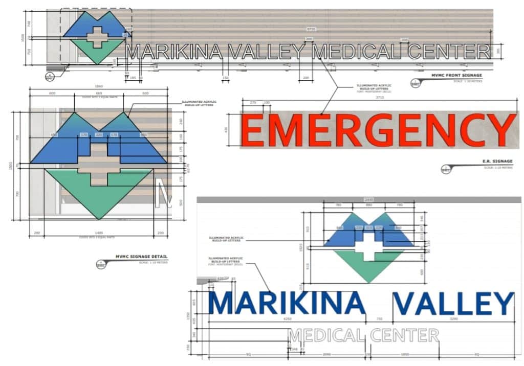 Hospital EMERGENCY LED signage for Marikina Valley Medical Center in Pasig with logo and metallic letters by M&G Global Ads.