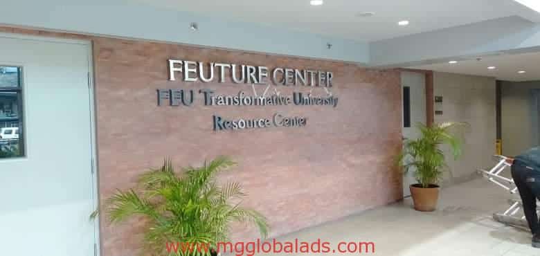 FEU | school signage | stainless sign