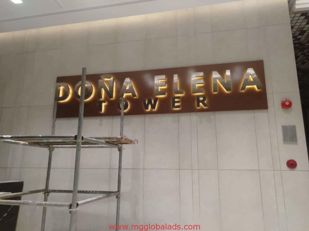 stainless sign | sign maker | Dona Elena tower