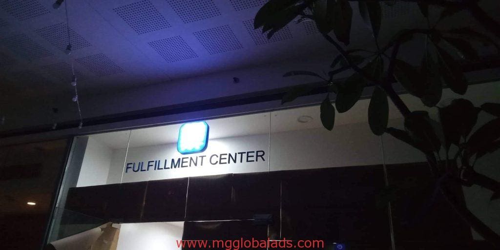 LED storefront signage for FULFILLMENT CENTER in Pasig, featuring illuminated square light, by M&G Global Ads.