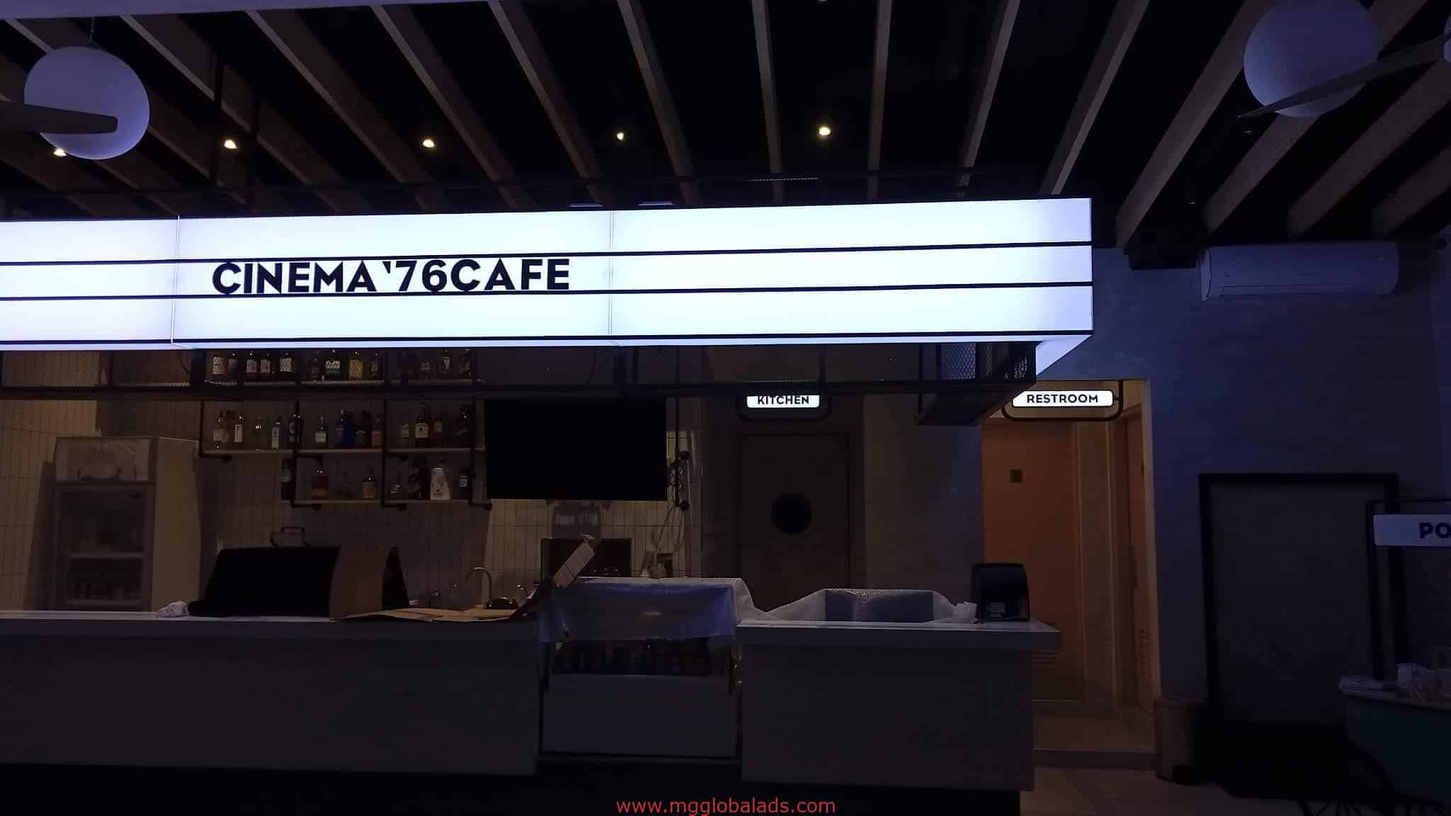 acrylic sign | cinema 76 cafe