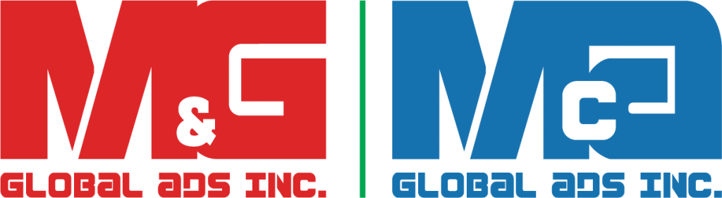 Acrylic and metallic signage for M&G GLOBAL ADS INC. and M&C GLOBAL ADS INC., bold logos in Makati by M&G Global Ads.