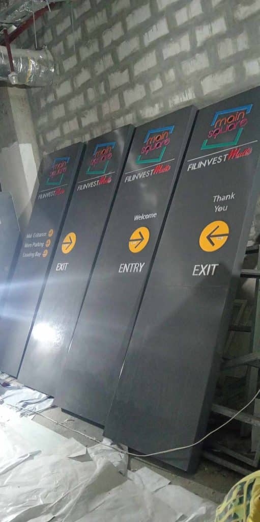 totem wayfinding signage for Filinvest Malls in Ortigas showing Main Square logos and directions by M&G Global Ads.