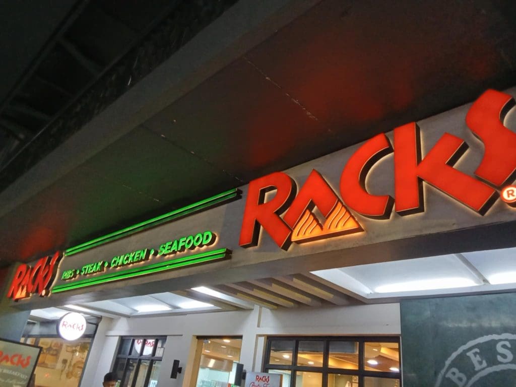 racks | restaurant sign