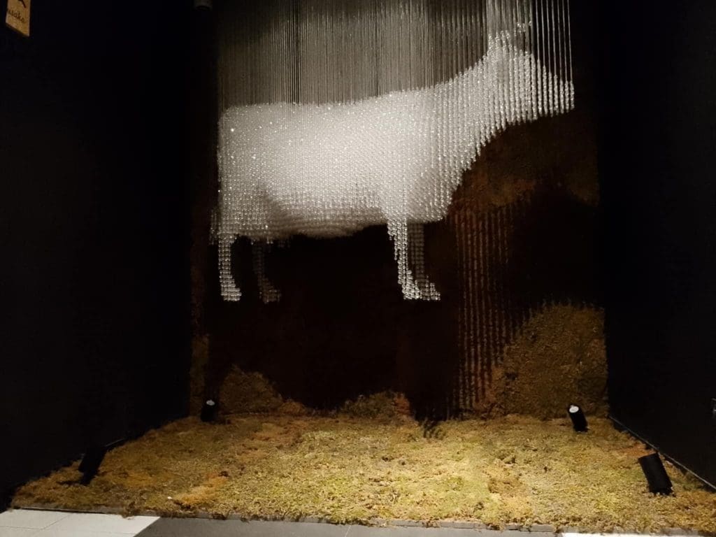 a sheep made of crystal beads