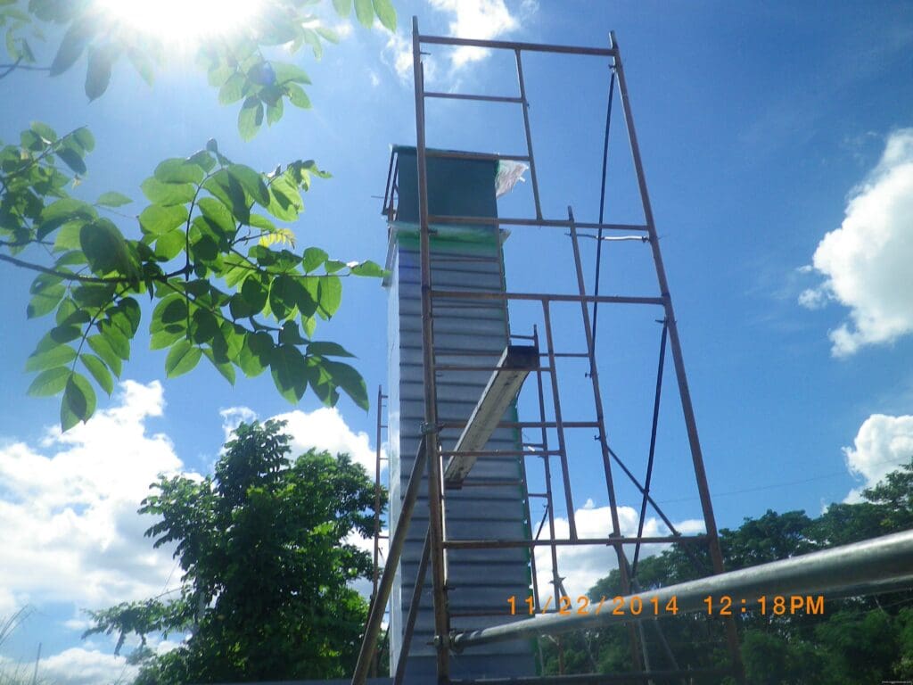 Stainless steel pylon signage under construction in Metro Manila, sign maker Philippines by M&G Global Ads.
