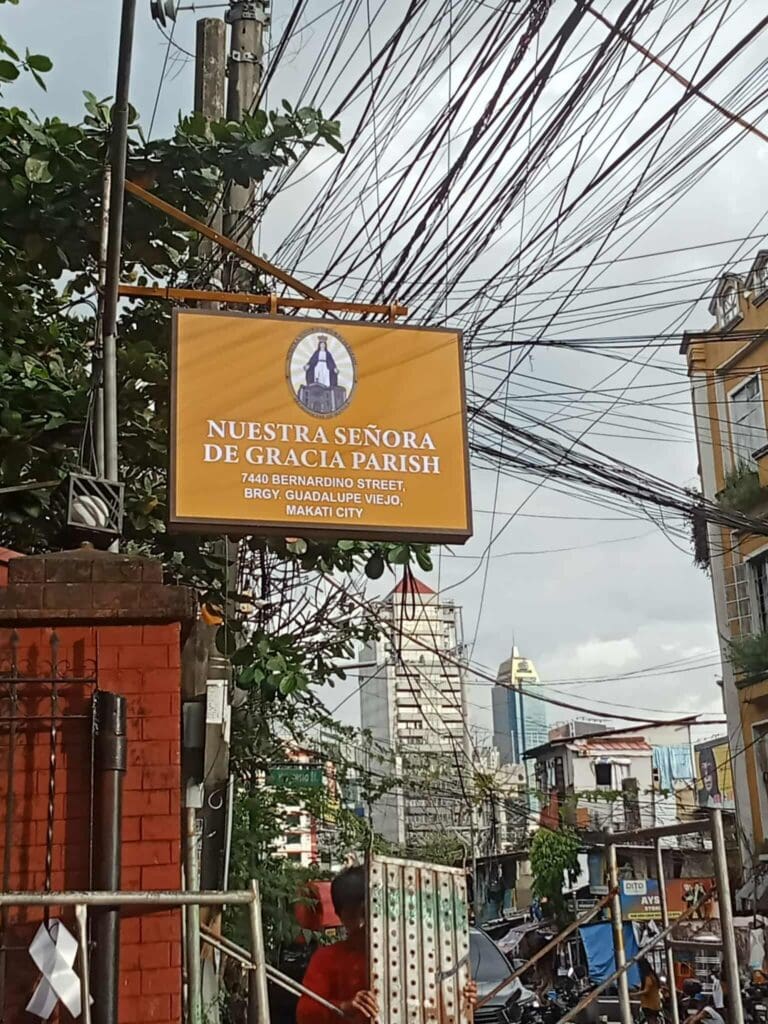 Acrylic building sign for Nuestra Señora de Gracia Parish in Makati City, Philippines by sign maker Philippines M&G Global Ads.
