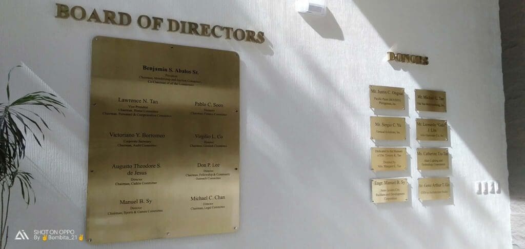 Acrylic indoor signage with gold plaques for Board of Directors and Dunces, Metro Manila sign maker Philippines by M&G Global Ads.