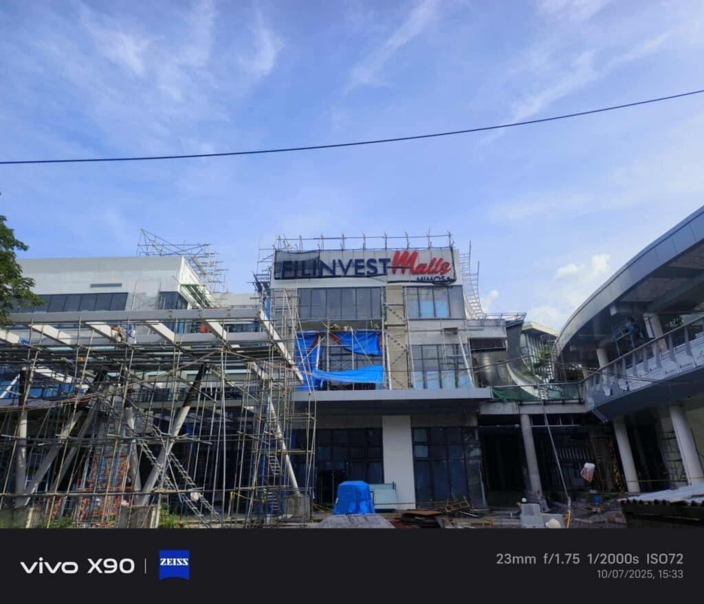 BLINVEST Mall building signage, outdoor acrylic sign maker Philippines, mall under construction, Metro Manila, by M&G Global Ads.