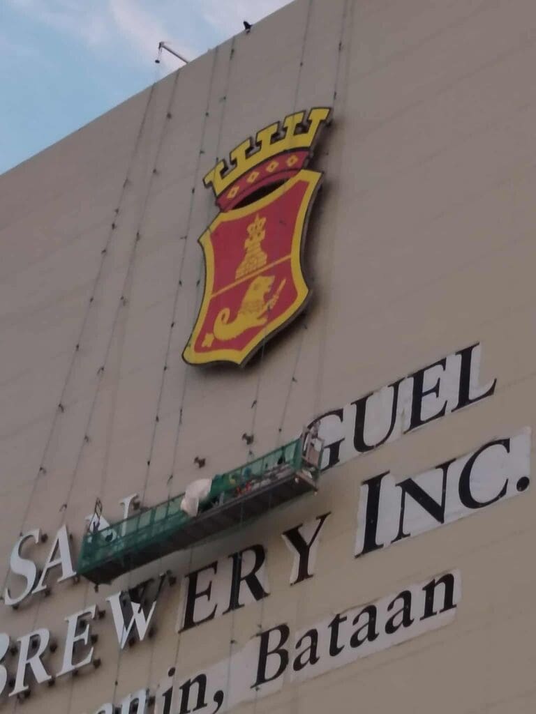 Building outdoor signage with San Miguel Brewery Inc. logo and crest, Bataan, sign maker Philippines by M&G Global Ads.
