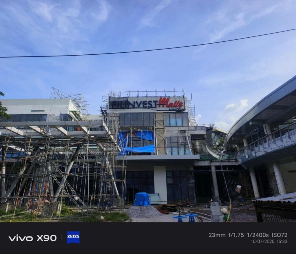 Building sign for Bill Invest Mall under construction in Metro Manila, outdoor signage by sign maker Philippines, by M&G Global Ads.