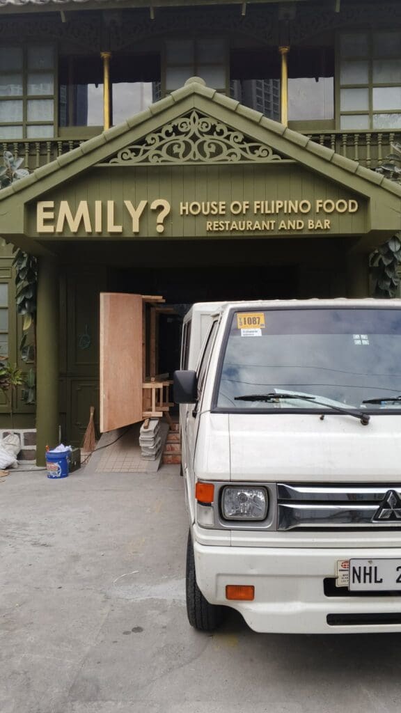 Building signage for EMILY? HOUSE OF FILIPINO FOOD RESTAURANT AND BAR, Metro Manila, sign maker Philippines by M&G Global Ads.