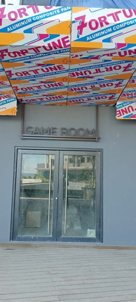 Game Room building signage with Fortune aluminum panel sheets, outdoor, Metro Manila, sign maker Philippines by M&G Global Ads.