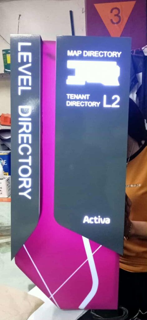 Indoor acrylic directory signage with LEVEL DIRECTORY and TENANT DIRECTORY L2, Metro Manila, sign maker Philippines by M&G Global Ads.